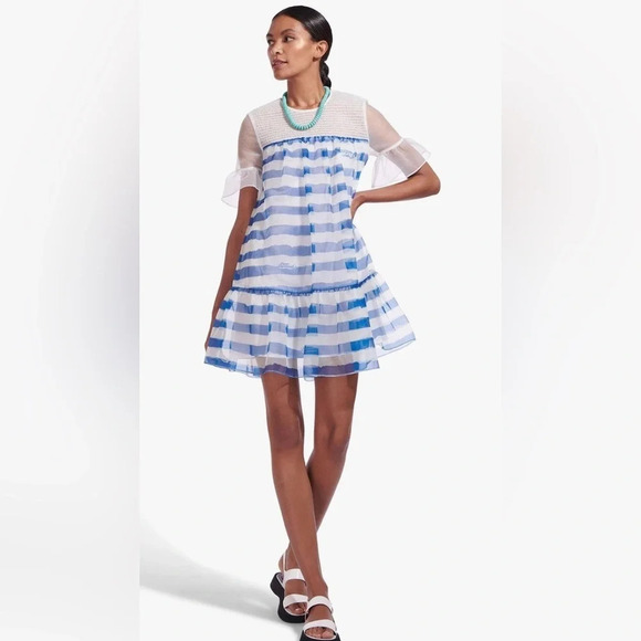 STAUD Blue Women's The Florence Organza In Painted Stripe